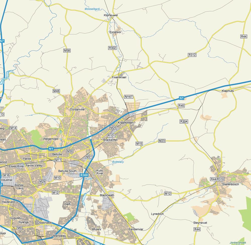 מפה של kraaifontein קייפטאון