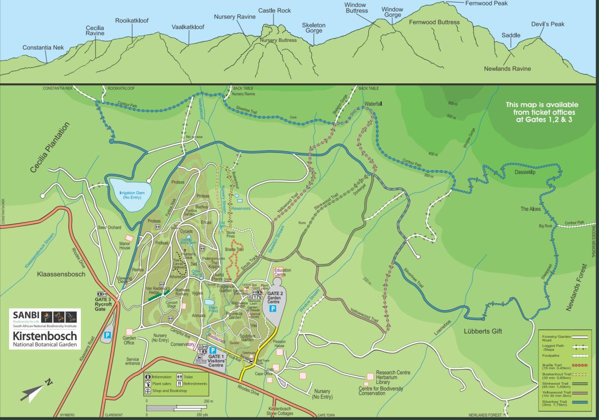 kirstenbosch הגן הבוטני מפה