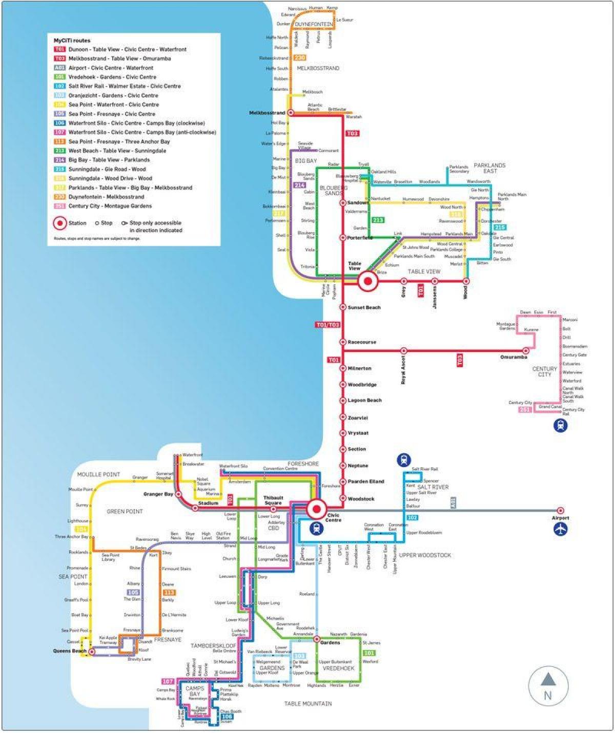 myciti מסלול האוטובוס מפה