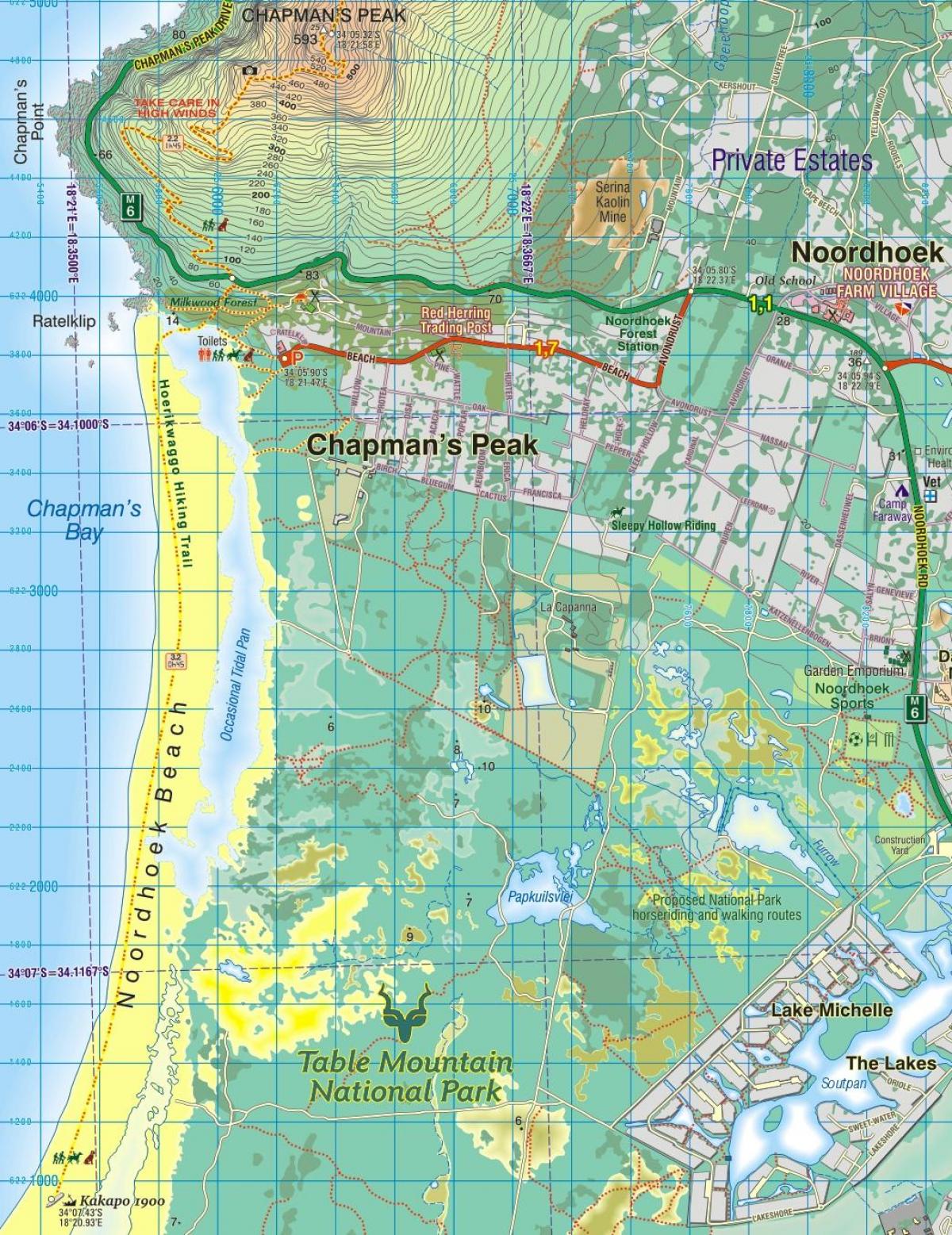 מפה של noordhoek קייפטאון