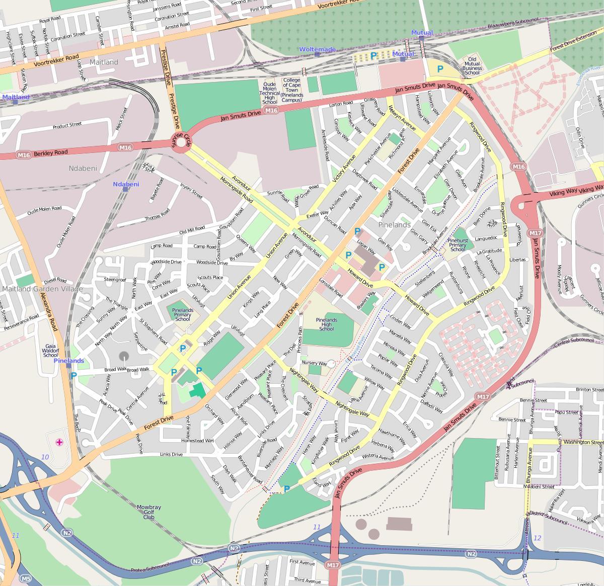 מפה של pinelands קייפטאון