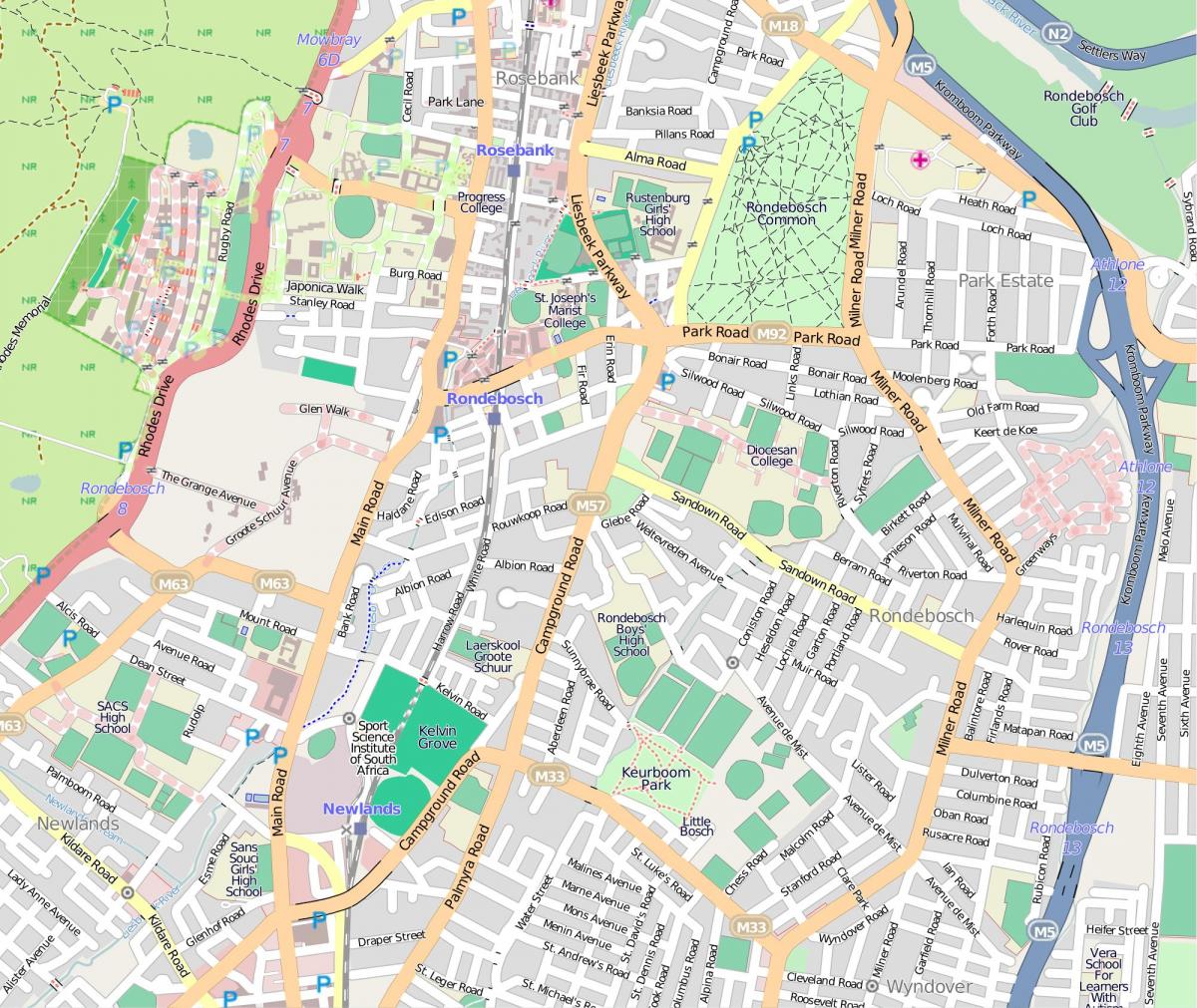 מפה של rondebosch קייפטאון