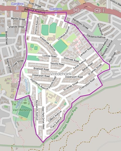 מפה של vredehoek קייפטאון