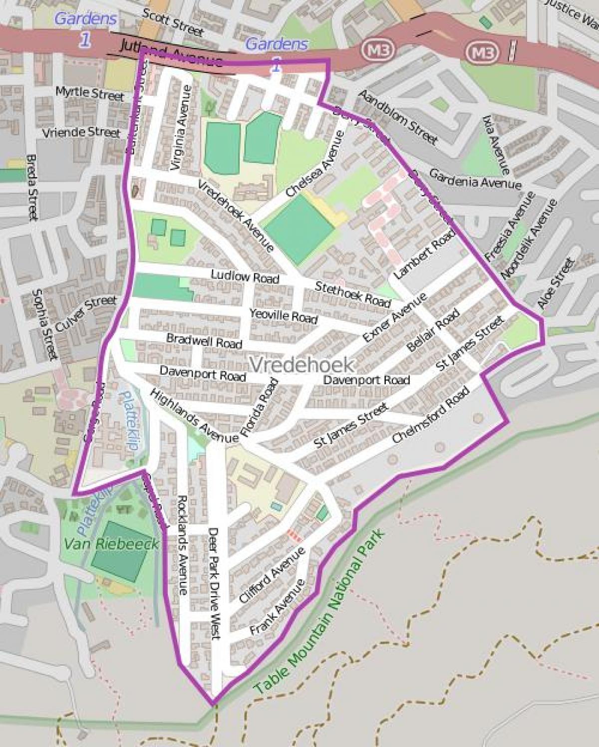 מפה של vredehoek קייפטאון