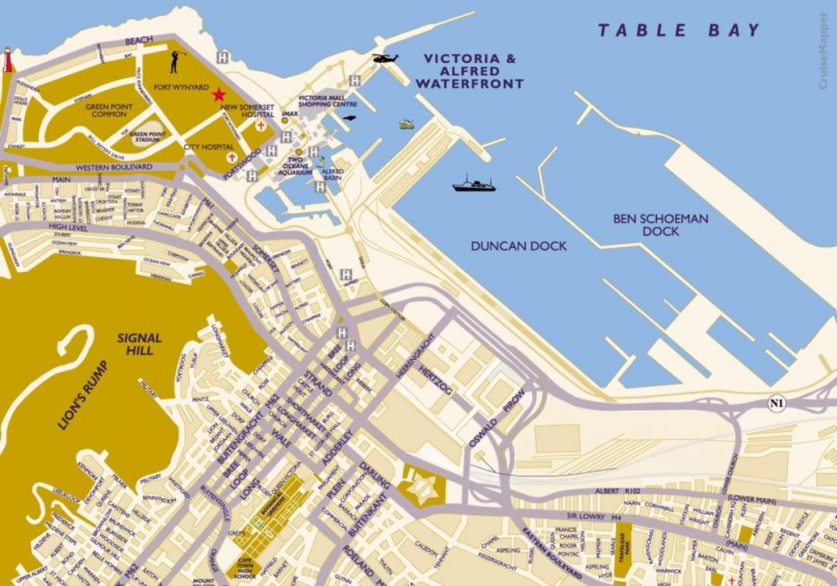 מפה של קייפטאון cruise terminal