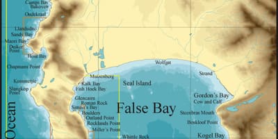 מפה של false bay, קייפטאון